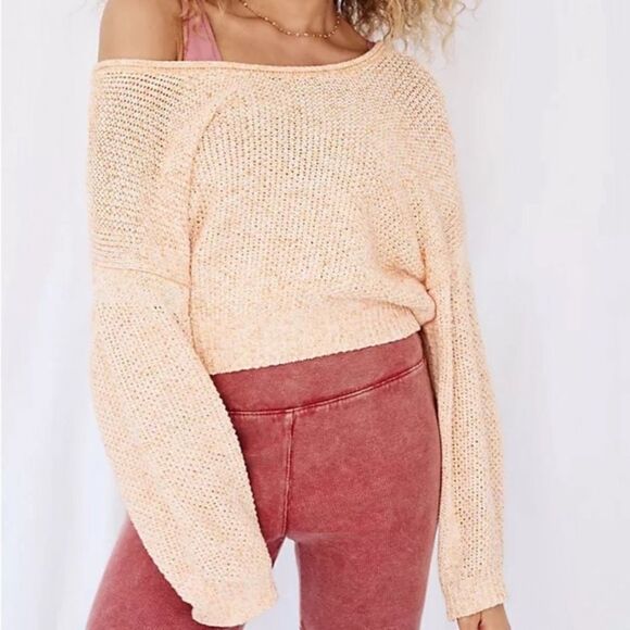 𝅺ANTHROPOLOGIE Saturday Sunday Talula Puff-Sleeved Sweater in Coral Size XS - Picture 1 of 11